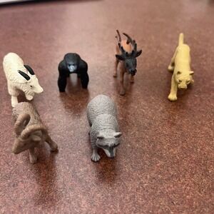 Safari LTD Figures Lot Mountain Lion Raccoon Elk Goat Ram Gorilla Minis 6pc